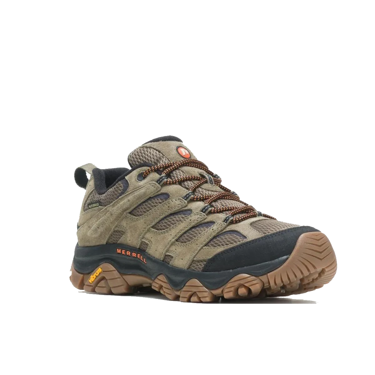 Merrell Moab 3 three-quarter view — toe cap and upper construction